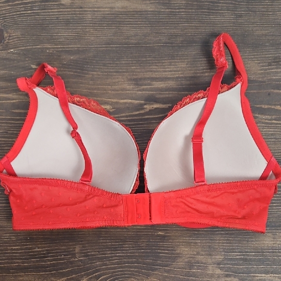 Victoria's Secret Red Push Up Bra with Lace Overlay - Size 36D - Picture 6 of 14